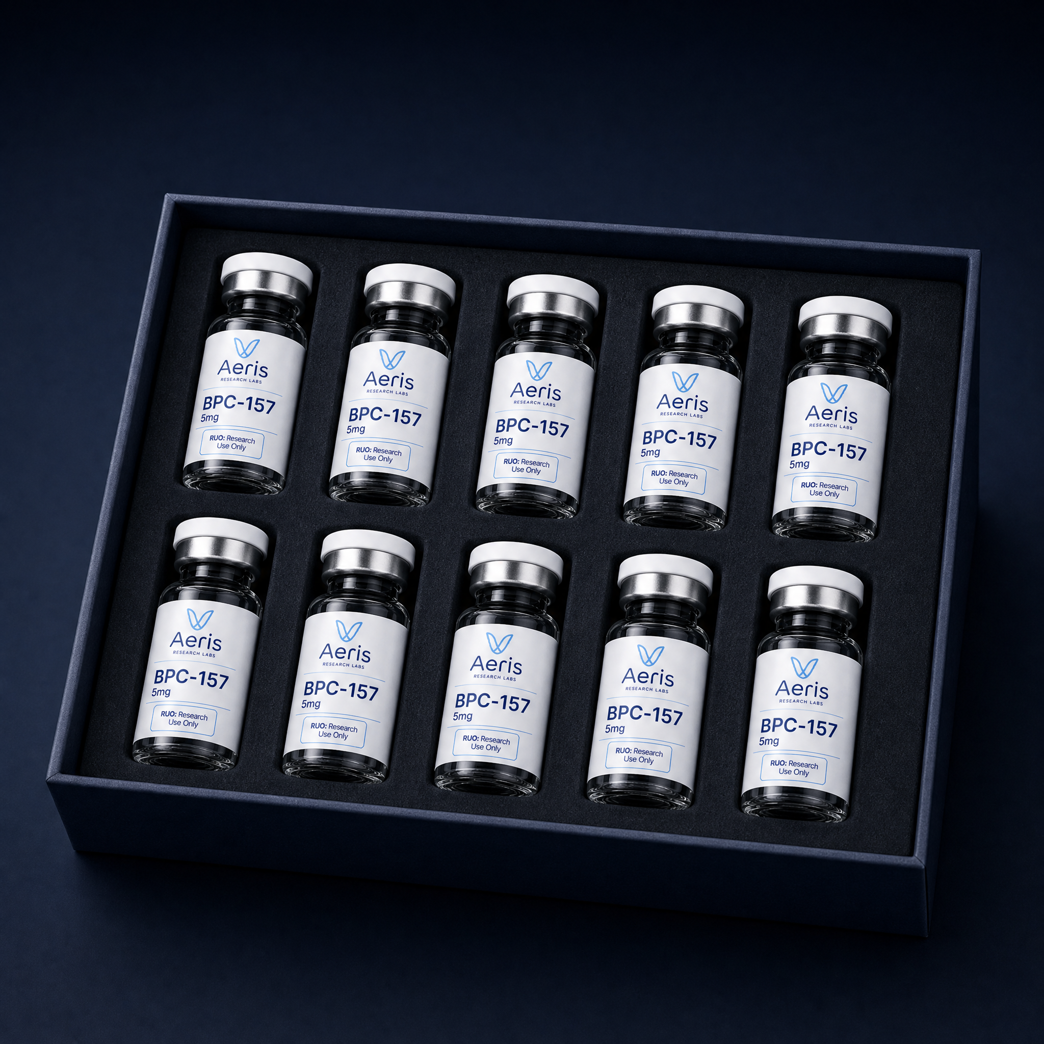 Bpc 157 5mg — 10-vial tray — Aeris Research Labs, research use only
