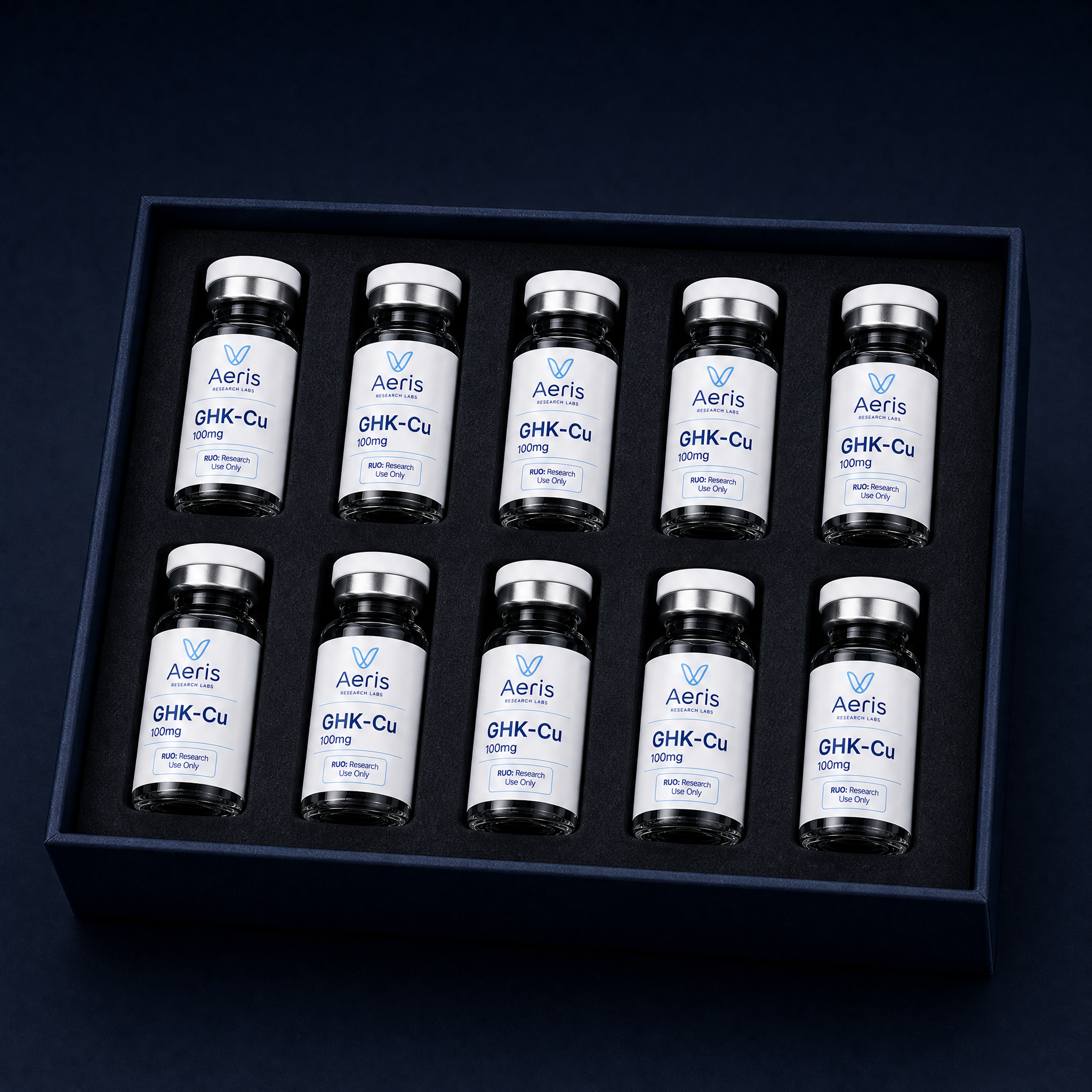 Ghk Cu 100mg — 10-vial tray — Aeris Research Labs, research use only