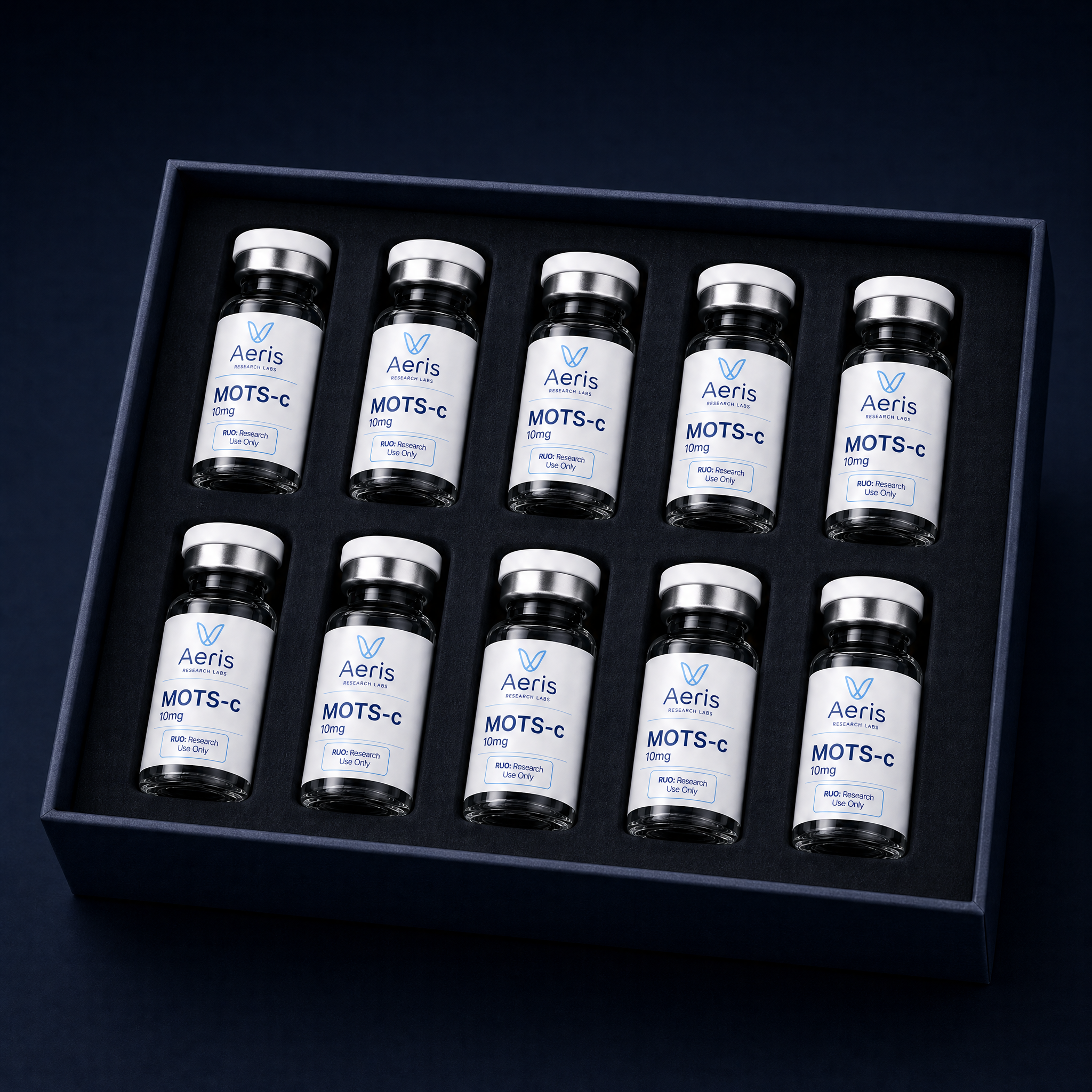 Mots C 10mg — 10-vial tray — Aeris Research Labs, research use only