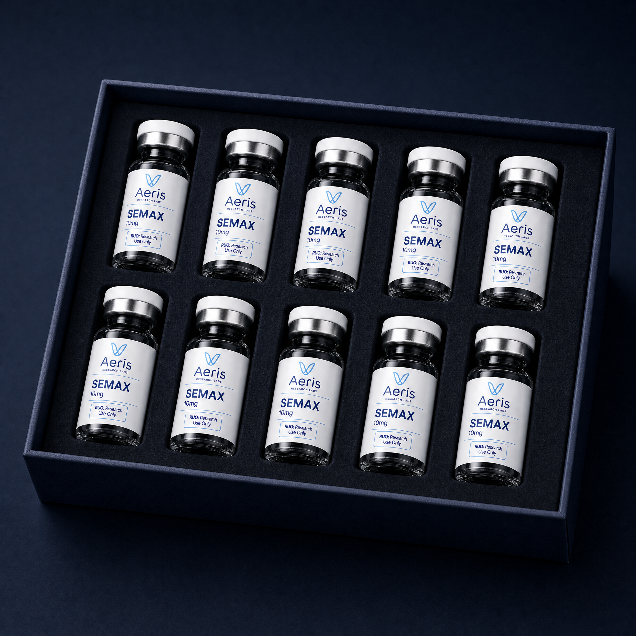 Semax 10mg — 10-vial tray — Aeris Research Labs, research use only
